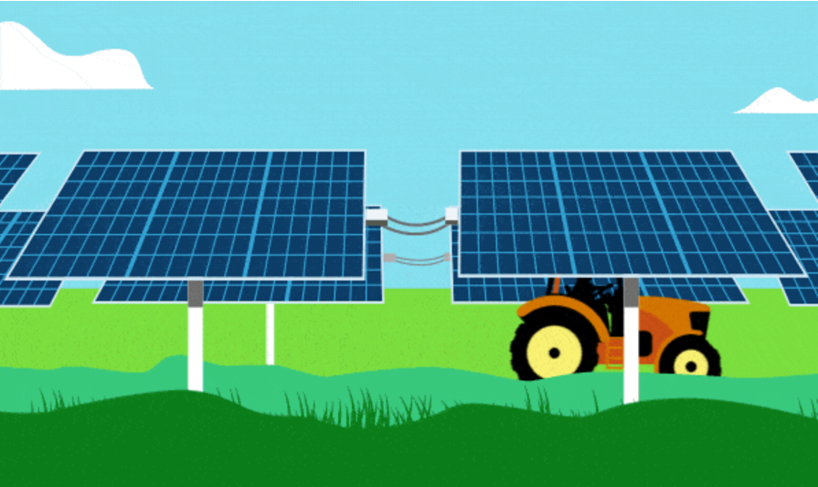 Les machines agricoles nécessitent de l’espace. Les panneaux solaires peuvent être conçus pour s'incliner verticalement pour laisser place à un tracteur